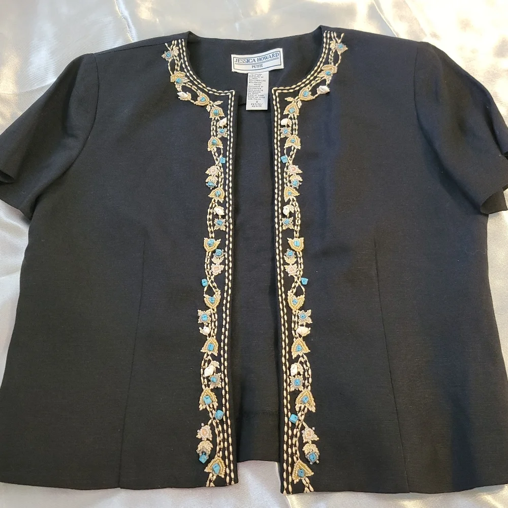 Jessica Howard VTG Black 2 Piece Maxi Dress Sz 8 Petite